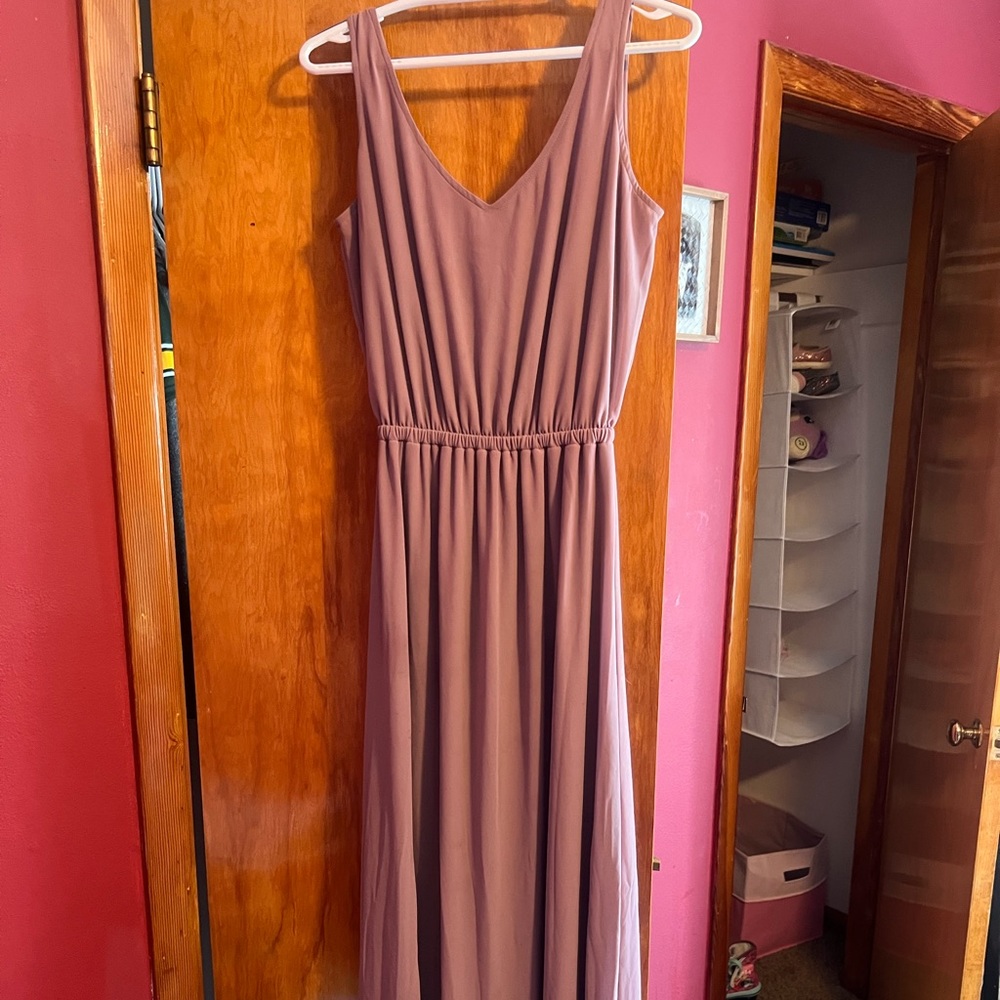 Mumu’s purple bridesmaid dress